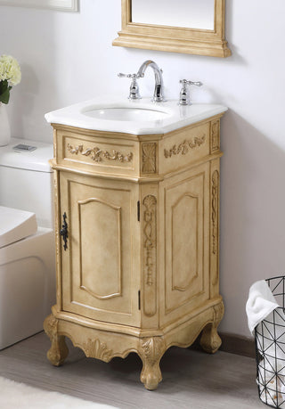 24 inch Single Bathroom vanity in Antique Beige with ivory white engineered marble