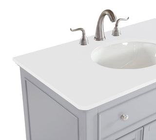 36 inch Single Bathroom vanity in Light Grey with ivory white engineered marble