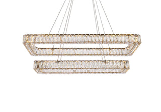 Monroe 42 inch LED double rectangle pendant in gold