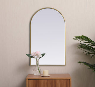 Metal Frame Arch Mirror 22x36 Inch in Brass