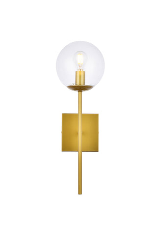 Neri 1 light brass and clear glass wall sconce