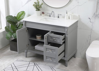 42 inch Single bathroom vanity in grey with backsplash