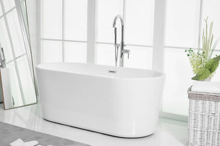 59 inch soaking roll top bathtub in glossy white