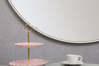 Metal frame round mirror with decorative hook 42 inch in White