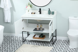 40 inch Single bathroom vanity in white with backsplash