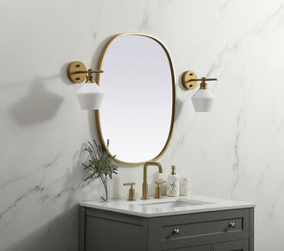 Metal Frame Oval Mirror 24x30 Inch in Brass