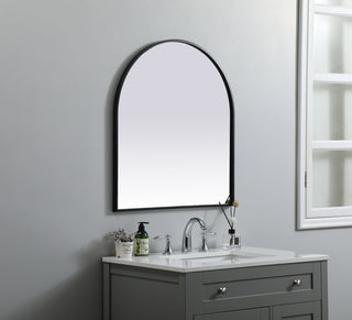 Metal Frame Arch Mirror 27x30 Inch in Black