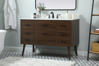 48 inch Single bathroom vanity in walnut with backsplash