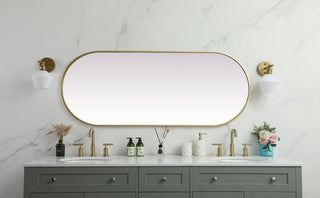 Metal Frame Oval Mirror 24x60 Inch in Brass