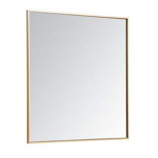 Metal frame square mirror 36 inch in Brass