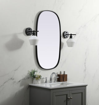 Metal Frame Oval Mirror 20x36 Inch in Black