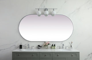 Metal Frame Oval Mirror 36x72 Inch in Silver