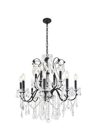 St. Francis 12 light Dark Bronze Chandelier Clear Royal Cut Crystal