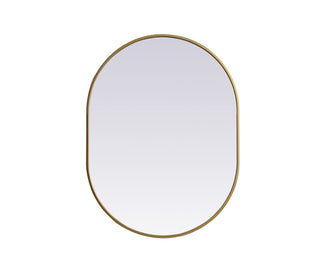 Metal Frame Oval Mirror 27x36 Inch in Brass