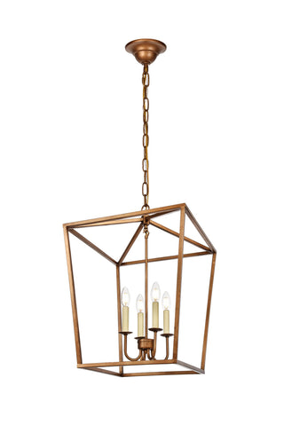 Maddox Collection Pendant D17 H24.25 Lt:4 Vintage Gold Finish