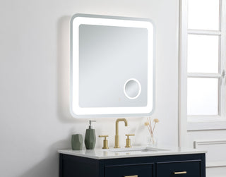 Lux 30in x 30in Hardwired LED mirror with magnifier and color changing temperature 3000K/4200K/6000K