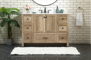 48 inch Single bathroom vanity in natural oak with backsplash