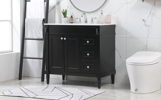 36 inch Single bathroom vanity in black with backsplash