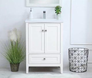 24 In. Single Bathroom Vanity Set In White