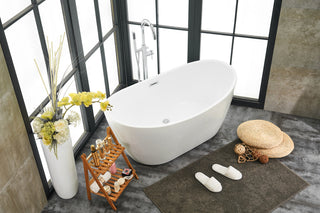 54 inch soaking double slipper bathtub in glossy white