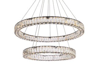 Monroe 36 inch LED double ring chandelier in black