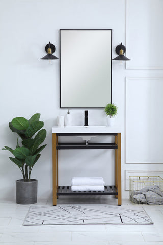 30 inch Single Bathroom Metal Vanity in Golden Black