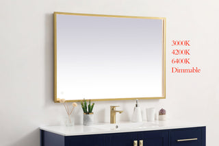 Pier 27x40 inch LED mirror with adjustable color temperature 3000K/4200K/6400K in brass