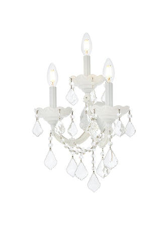 Maria Theresa 3 light white Wall Sconce Clear Royal Cut Crystal