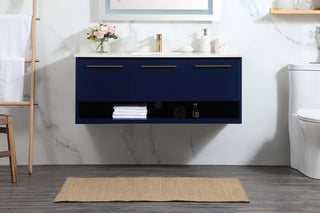 48 inch Single bathroom vanity in blue with backsplash