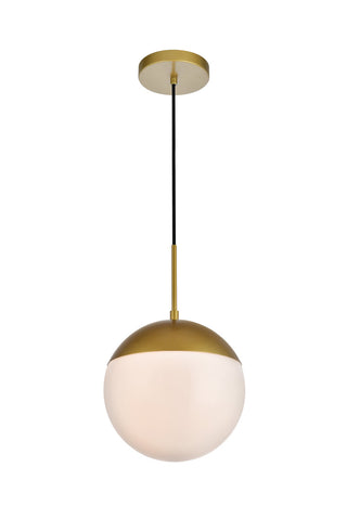 Eclipse 1 Light Brass Pendant With Frosted White Glass