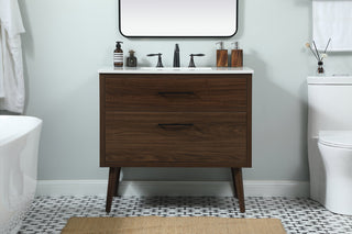 36 inch Single bathroom vanity in walnut