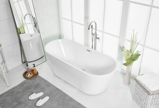 65 inch soaking roll top bathtub in glossy white