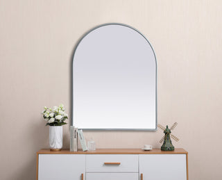 Metal Frame Arch Mirror 24x30 Inch in Silver