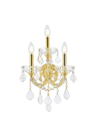 Maria Theresa 3 light Gold Wall Sconce Clear Royal Cut Crystal