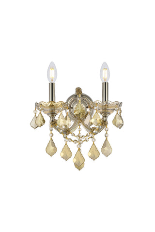 Maria Theresa 2 light Golden Teak Wall Sconce Golden Teak (Smoky) Royal Cut Crystal