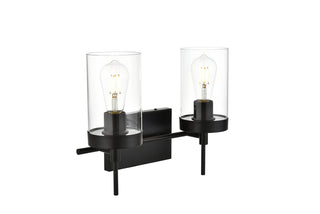 Benny 2 light Black and Clear Bath Sconce