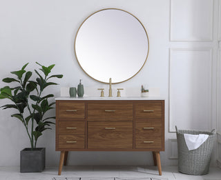 48 inch bathroom Vanity in Walnut Brown with Backsplash