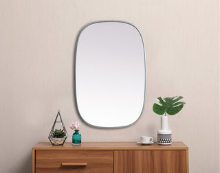 Metal Frame Oval Mirror 24x36 Inch in Silver