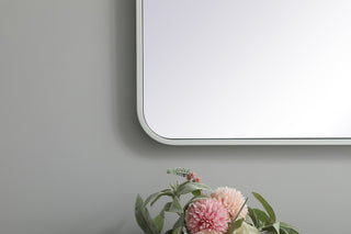 Soft corner metal rectangular mirror 28x42 inch in White