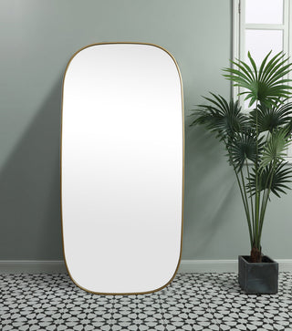 Metal Frame Oval Mirror 36x72 Inch in Brass