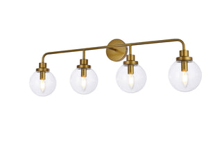 Hanson 4 lights bath sconce in brass with clear shade