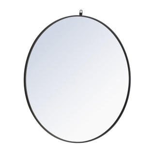 Metal frame Round Mirror with decorative hook 42 inch Black finish