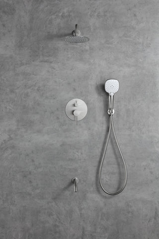 George Complete Shower and Tub Faucet with Rough-in Valve in Brushed Nickel