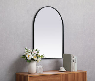 Metal Frame Arch Mirror 27x36 Inch in Black