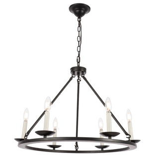 Maine 6 light Black chandelier