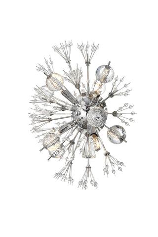 Vera 19 inch crystal starburst wall sconce in chrome