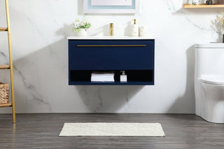 36 inch Single bathroom vanity in blue