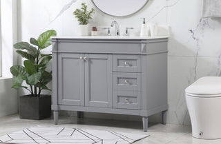 42 inch Single bathroom vanity in grey with backsplash