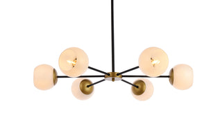 Briggs 36 inch pendant in black and brass with white shade