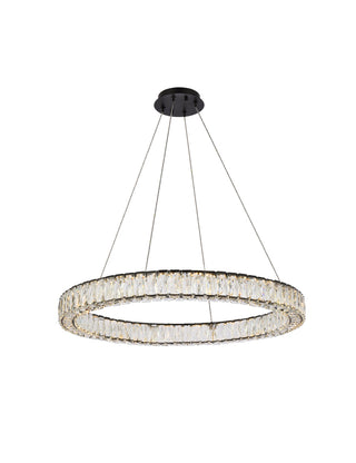 Monroe 31 inch LED round Single pendant in black